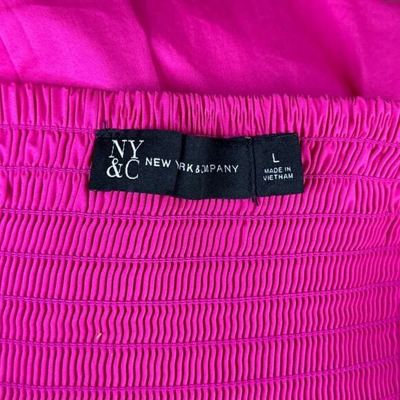New York & Company Bright Pink Strapless Button Front Maxi Dress SZ Large - Picture 10 of 14